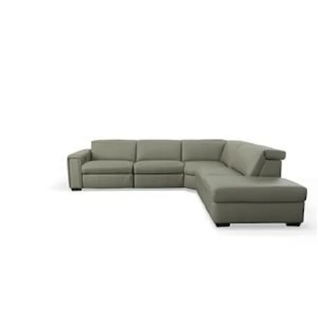 4 Piece Reclining Sectional with Folding Headrest